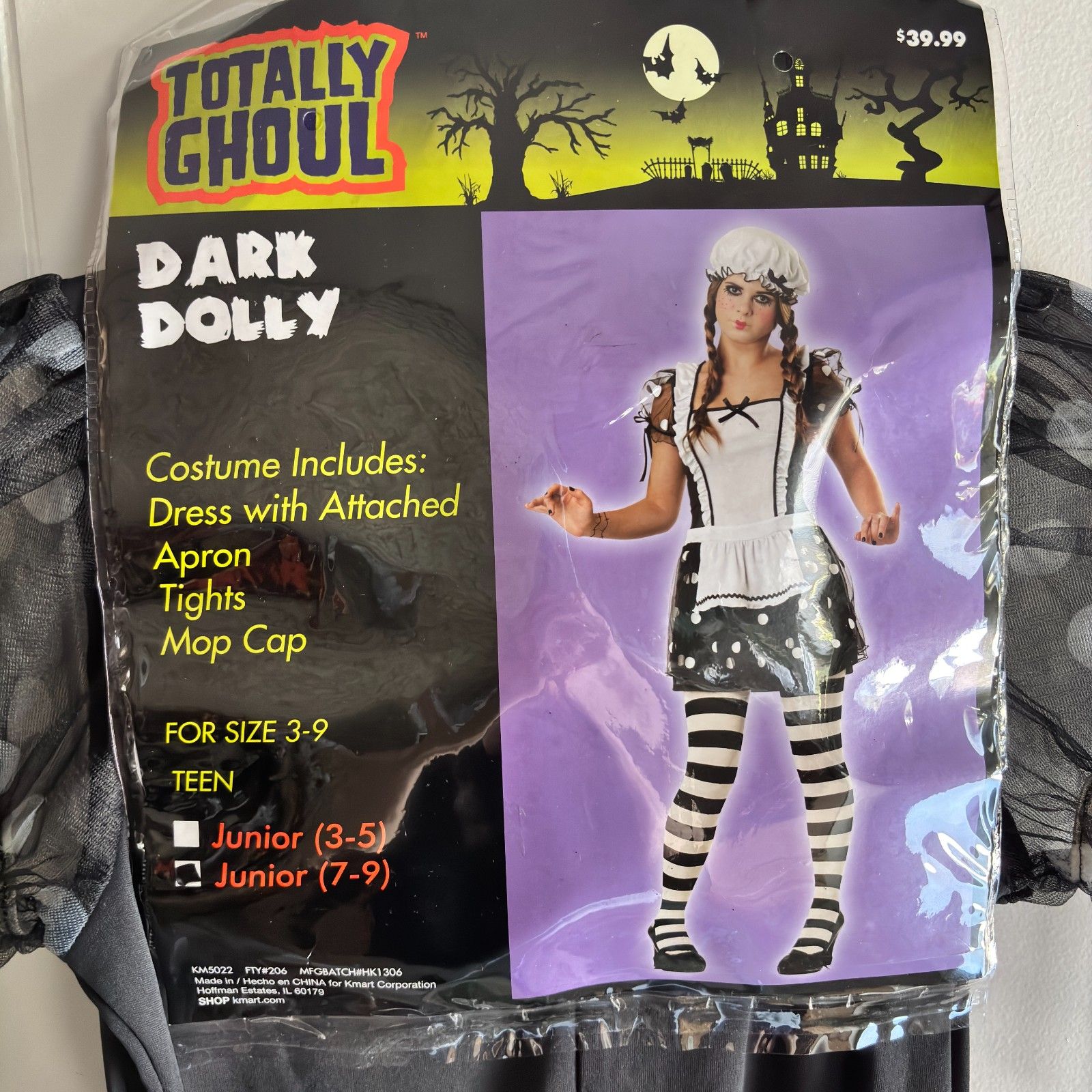 Totally Ghoul Calif. Costume Dark Dolly Junior 7-9 Costume Outfit #S
